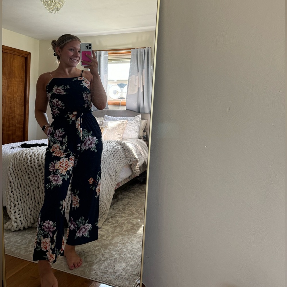Floral Jumpsuit with Tie Waist